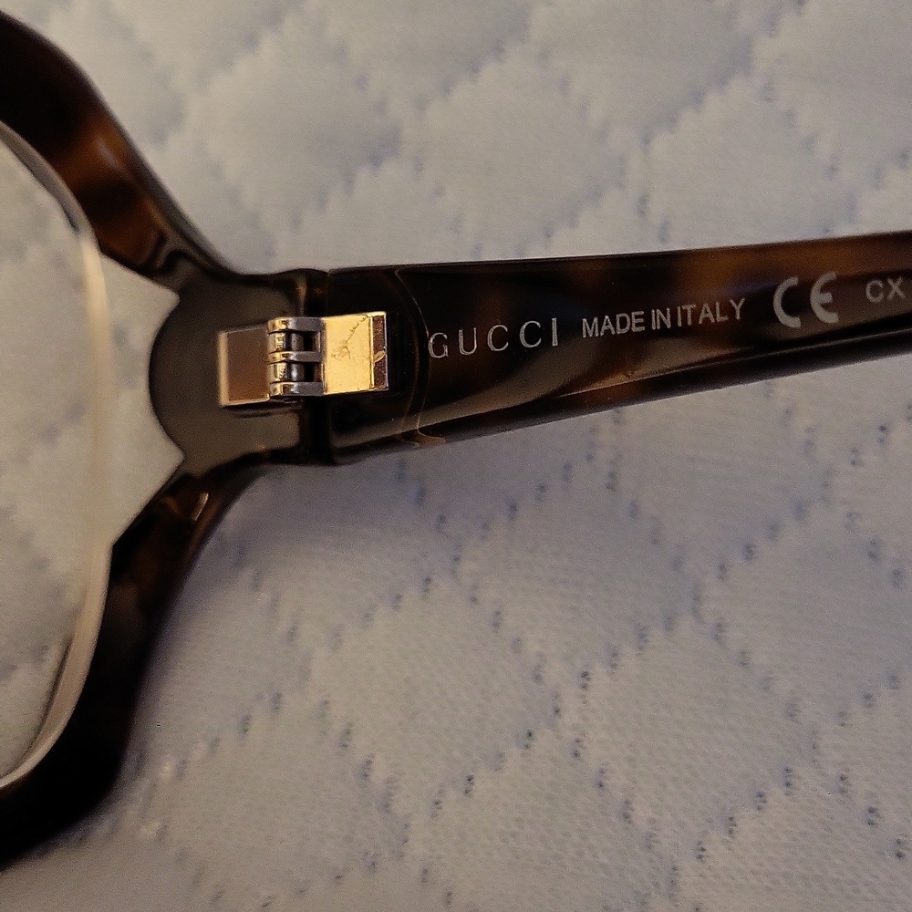 Gucci Black Tortoiseshell Crystal GG Logo Womens Glasses FRAMES ONLY - Picture 10 of 12